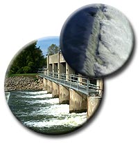 Stratton Dam, Water flowing over dam